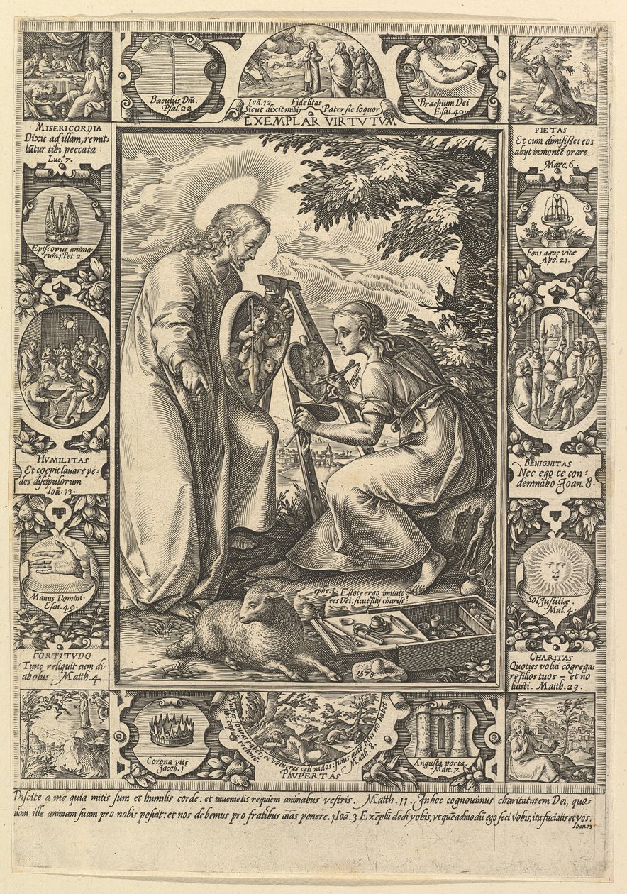Eksemplarisk Virtutum, fra de allegoriske scener fra Kristi liv.n.d. av Hendrik Goltzius