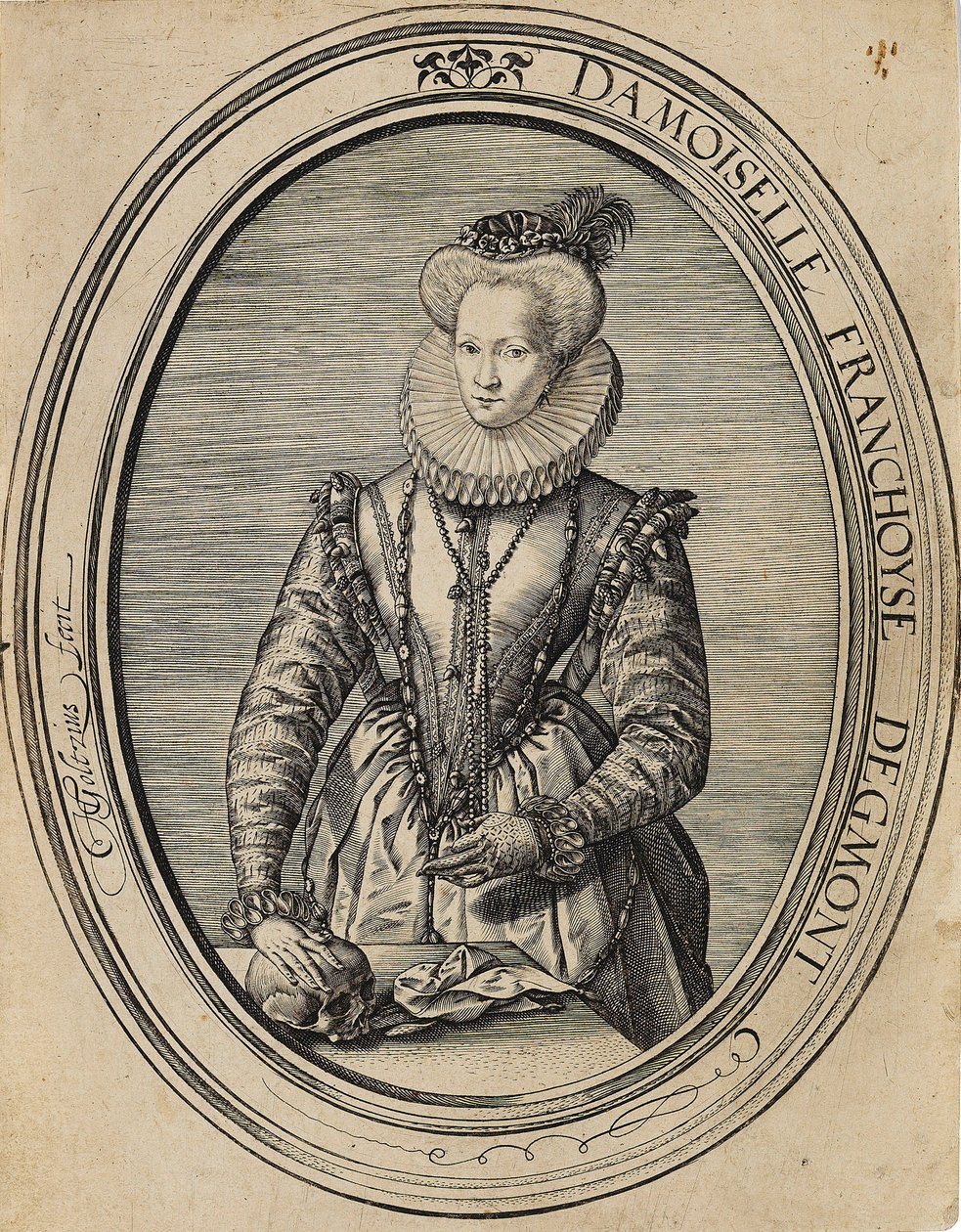 Françoise av Luxembourg, grevinne av Gavre, Dame de Fiennes 1495-1557, 1580. av Hendrik Goltzius