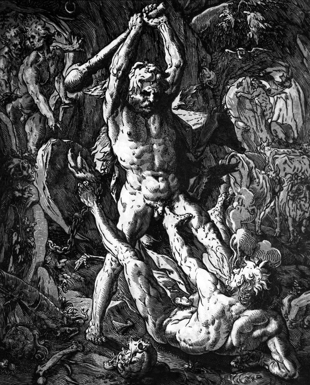 Herkules og Cacus av Hendrik Goltzius