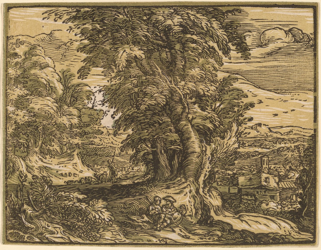 Landskap med et hyrdepar av Hendrik Goltzius