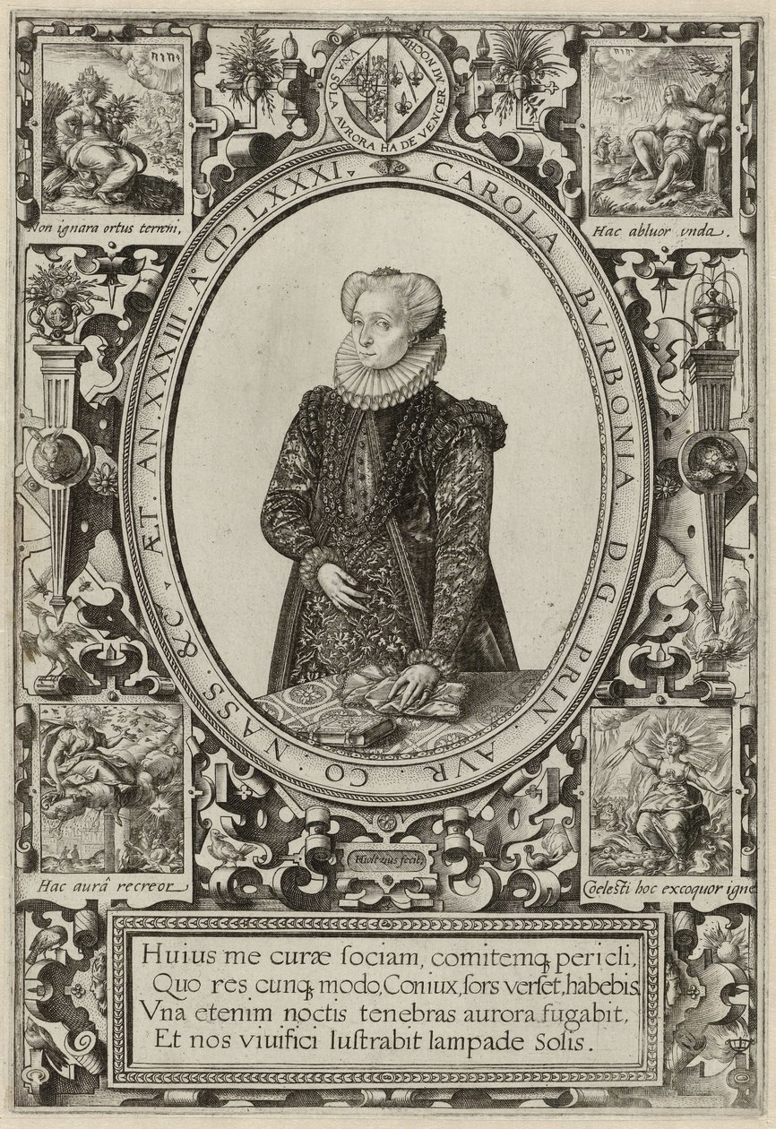 Portrett av Charlotte av Bourbon, 1581 av Hendrik Goltzius