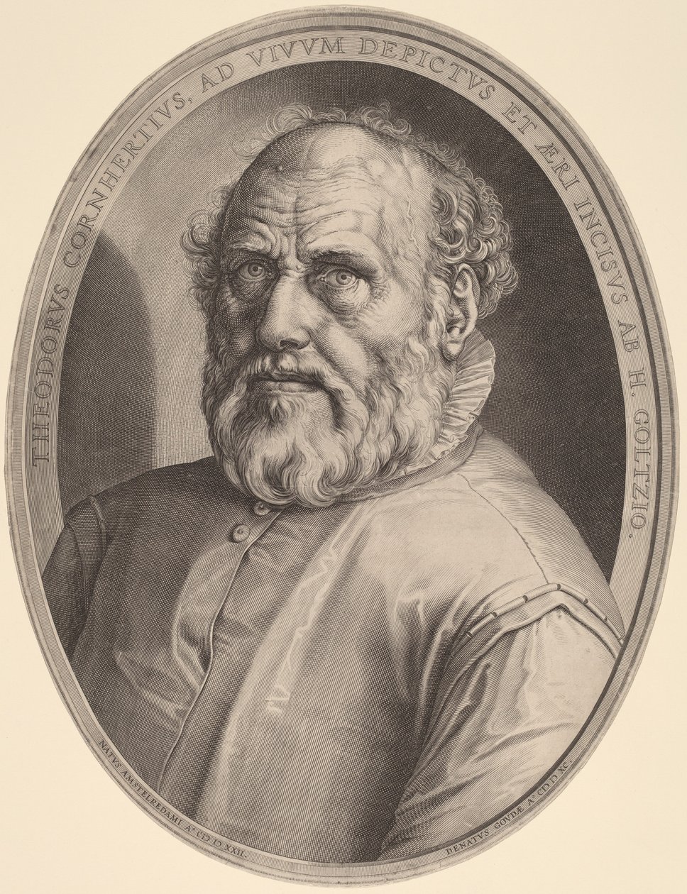 Portrett av Dirk Volckertcz. hjort av Hendrik Goltzius
