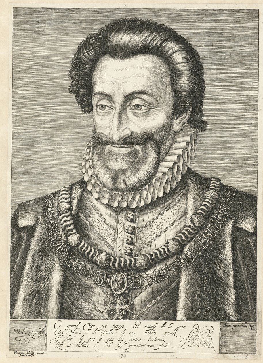 Portrett av kong Henry IV av Frankrike, ca. 1600 av Hendrik Goltzius