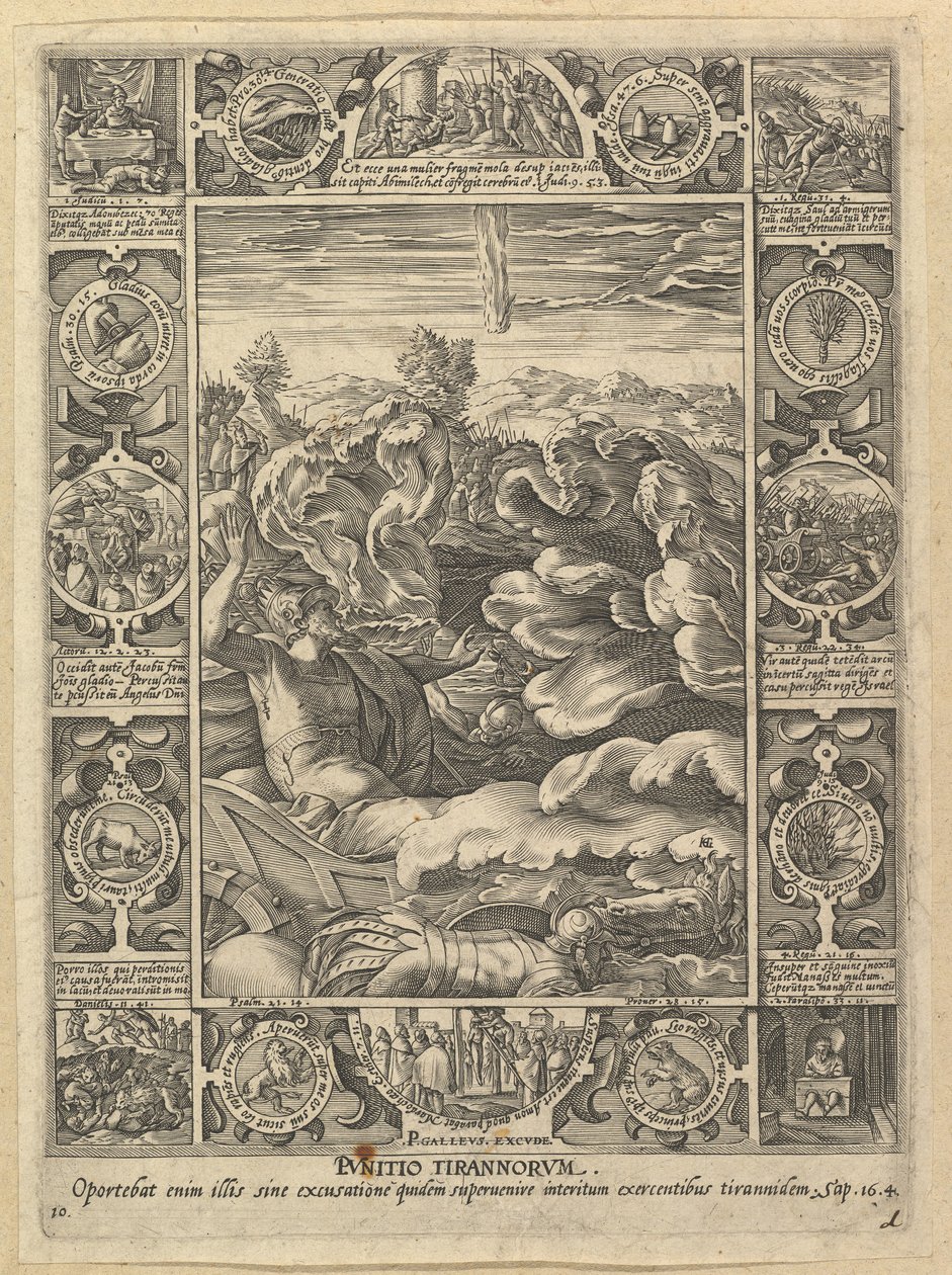 Punitio Malorum, fra Allegories of the Christian Faith, fra Christian and Profane Allego....n.d. av Hendrik Goltzius