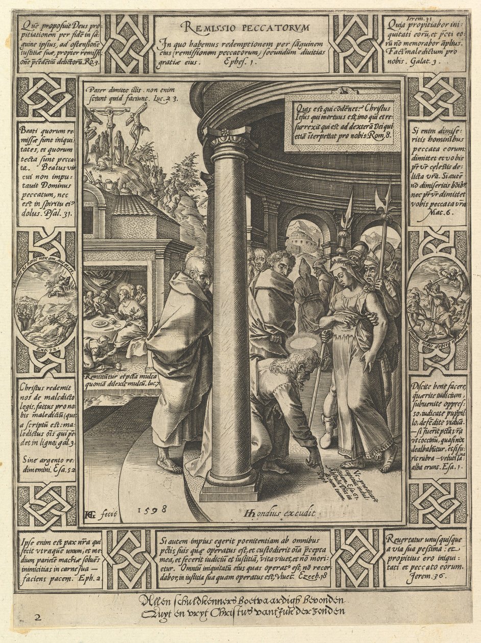 Syndernes forlatelse, fra allegoriene om den kristne trosbekjennelse, 1598 av Hendrik Goltzius