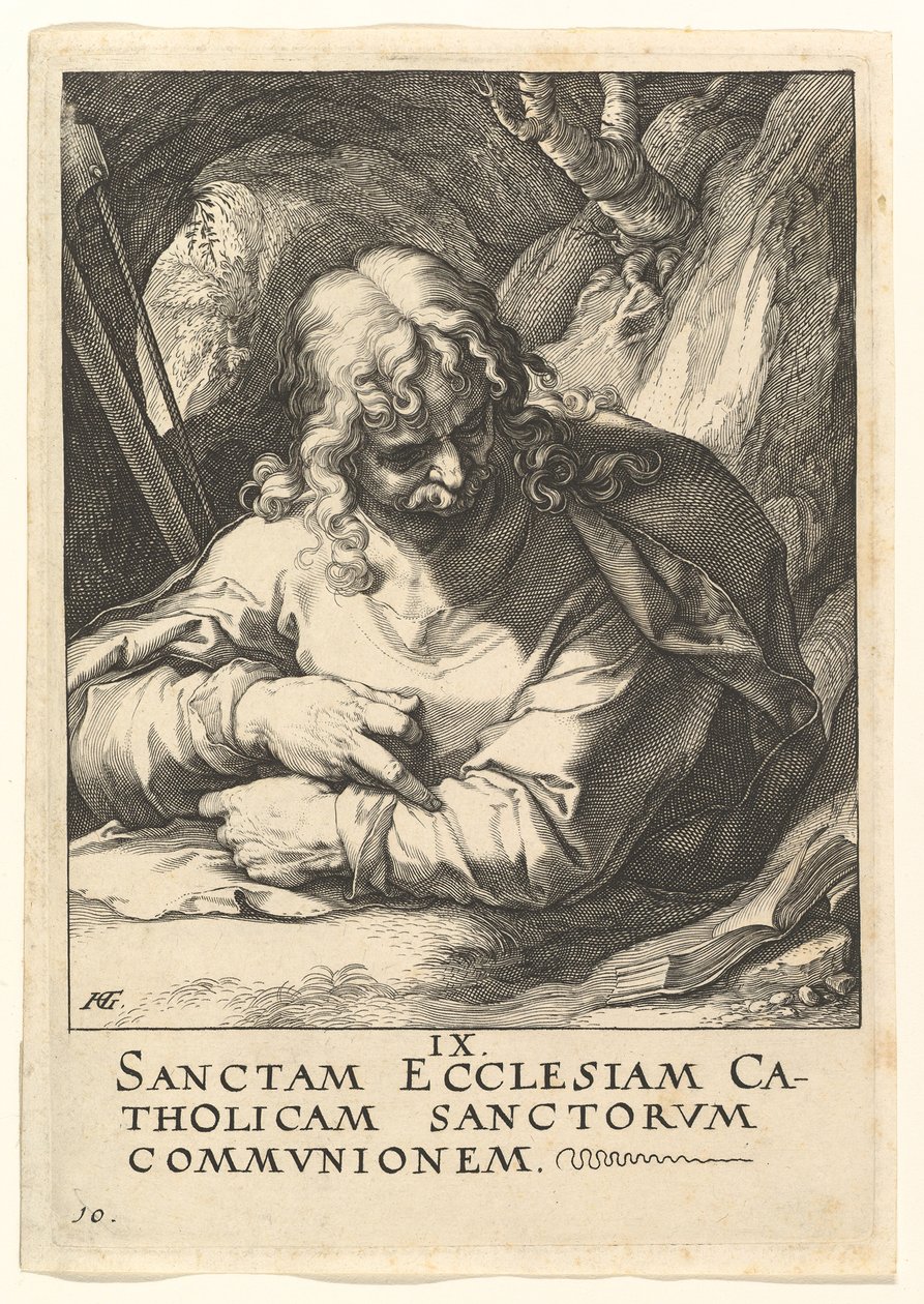 St. Jakob den Mindre, fra Kristus, apostlene og St. Paulus med trosbekjennelsen, ca. 1589. av Hendrik Goltzius