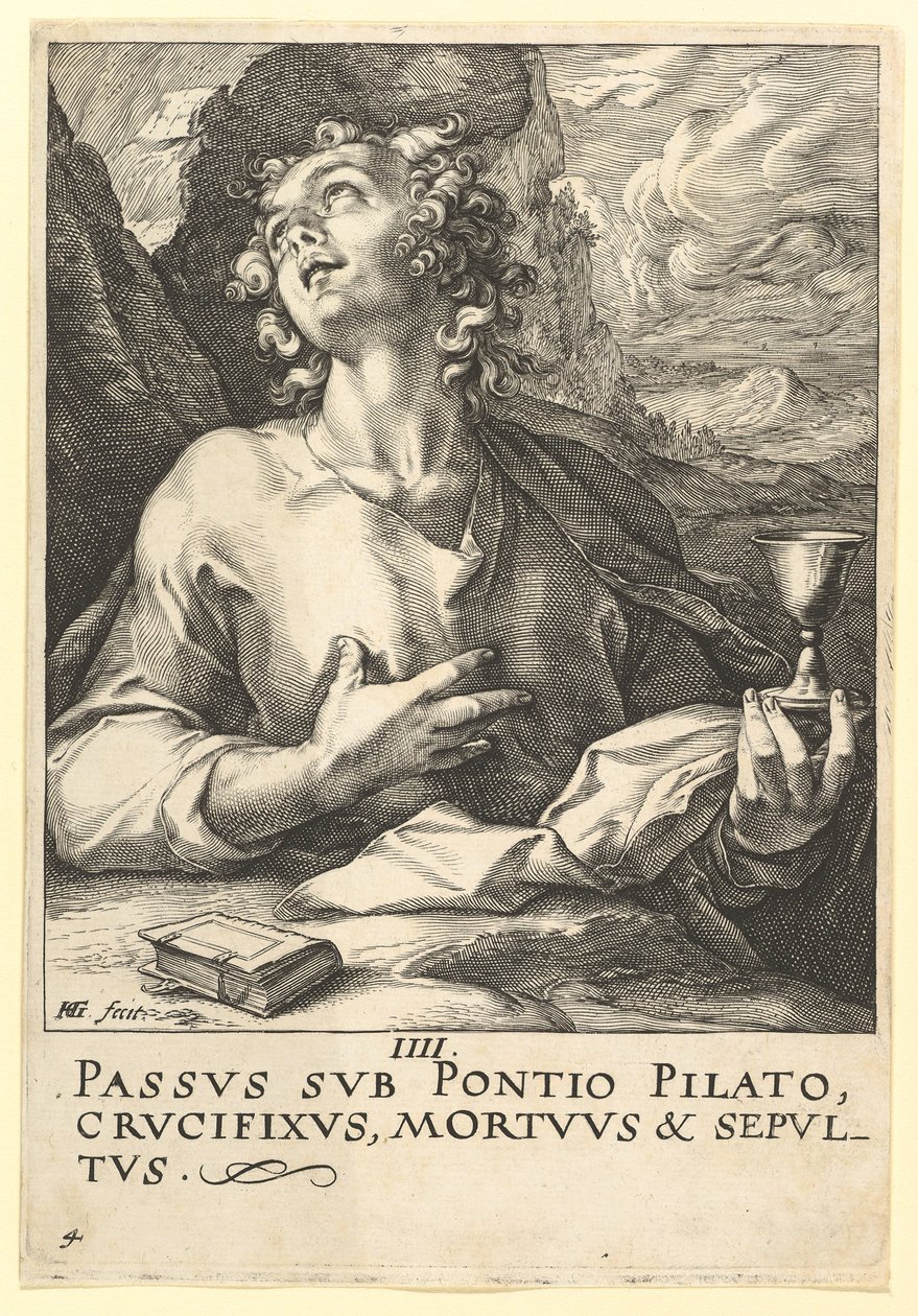 St. Johannes, fra Kristus, apostlene og St. Paulus med trosbekjennelsen, ca. 1589. av Hendrik Goltzius