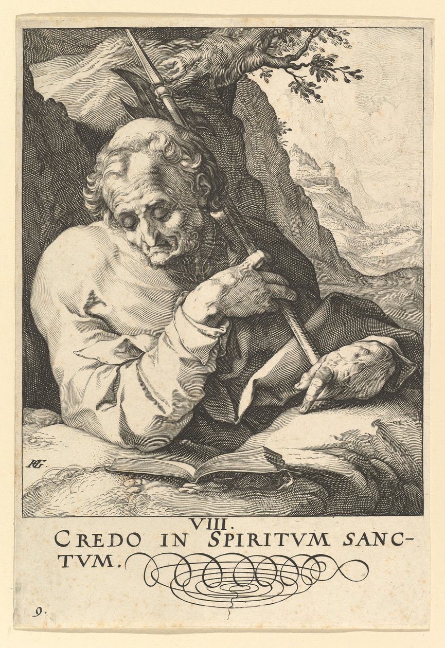 St. Matteus, fra Kristus, apostlene og St. Paulus med trosbekjennelsen, ca. 1589. av Hendrik Goltzius
