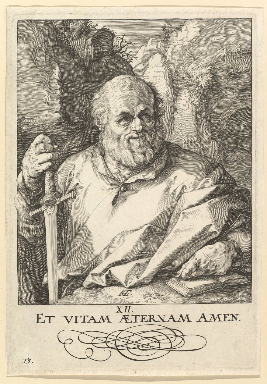 St. Mattias, fra Kristus, apostlene og St. Paulus med trosbekjennelsen, ca. 1589. av Hendrik Goltzius