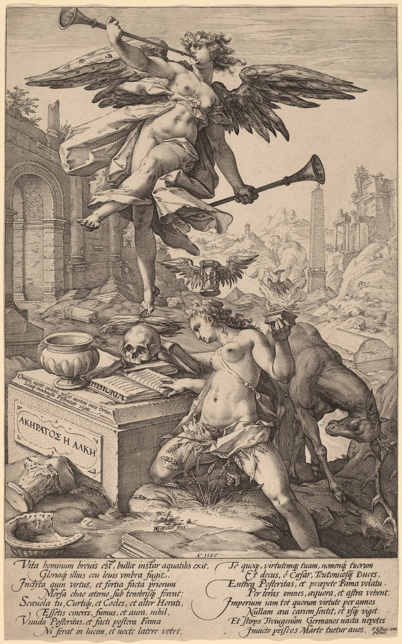 Allegorien om berømmelse og historie av Hendrik Goltzius