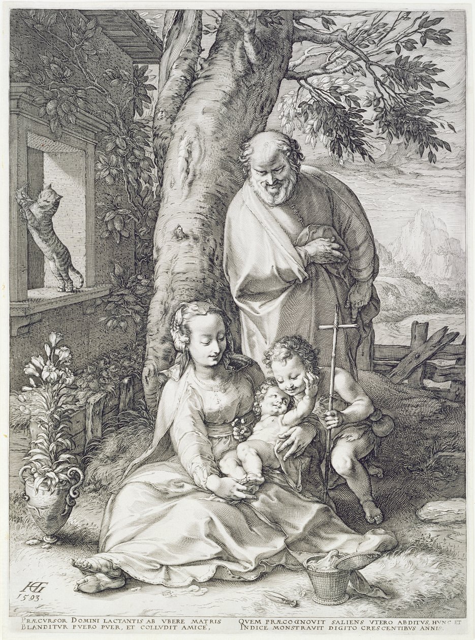 Den hellige familie med St. Johannes av Hendrik Goltzius