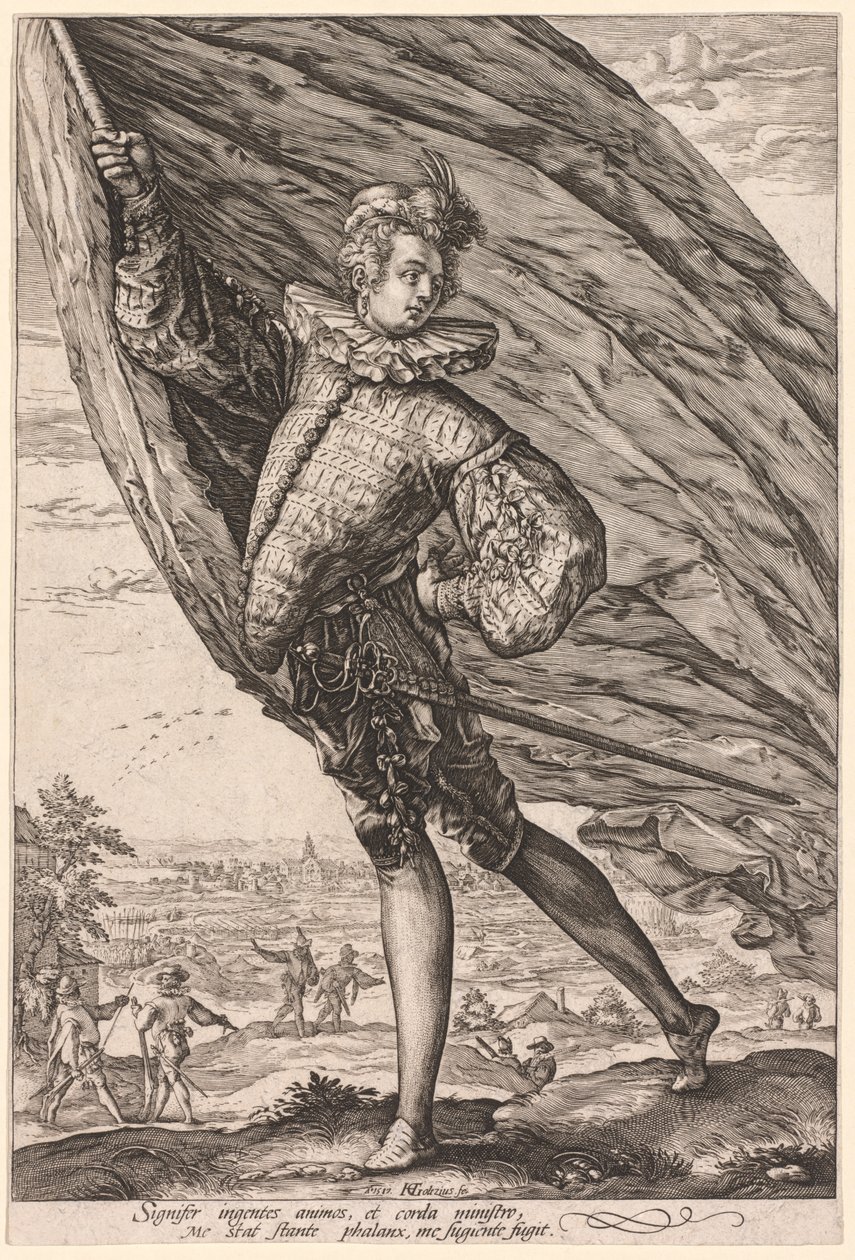 Fanebæreren, vendt mot venstre, 1587. av Hendrik Goltzius