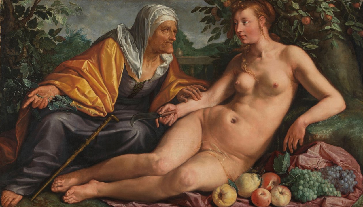 Vertumnus og Pomona, 1613 av Hendrik Goltzius