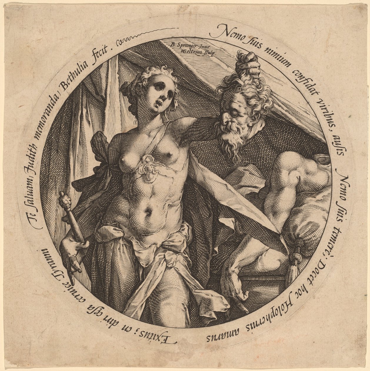 Judith med sjefen for Holofernes av Hendrik Goltzius, after Bartholomaeus Spranger