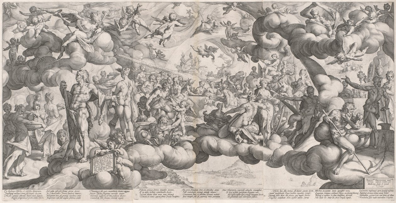 Bryllupet til Amor og Psyke av Hendrik Goltzius after Bartholomaeus Spranger