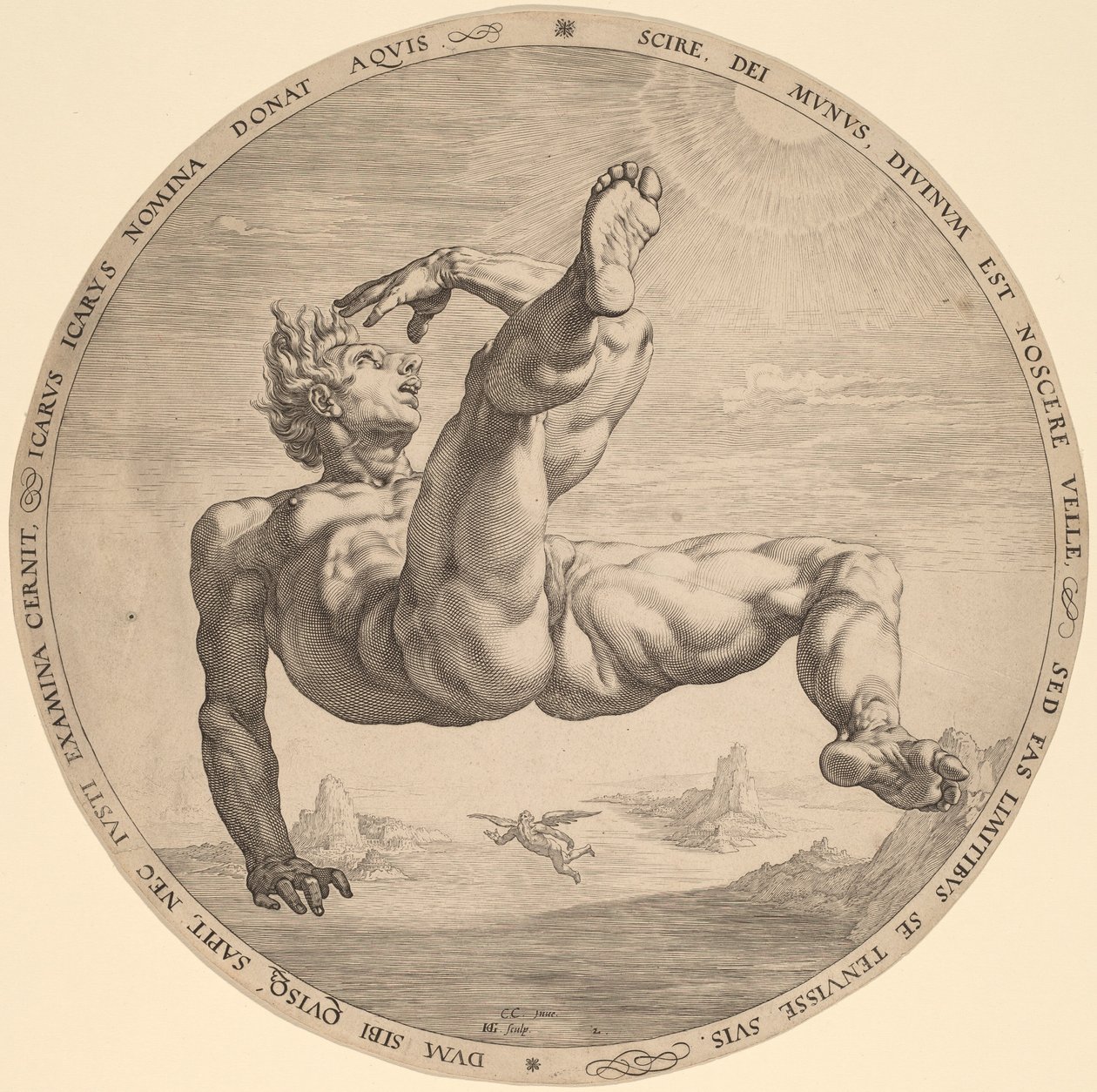 Ikaros av Hendrik Goltzius, after Cornelis Cornelisz van Haarlem
