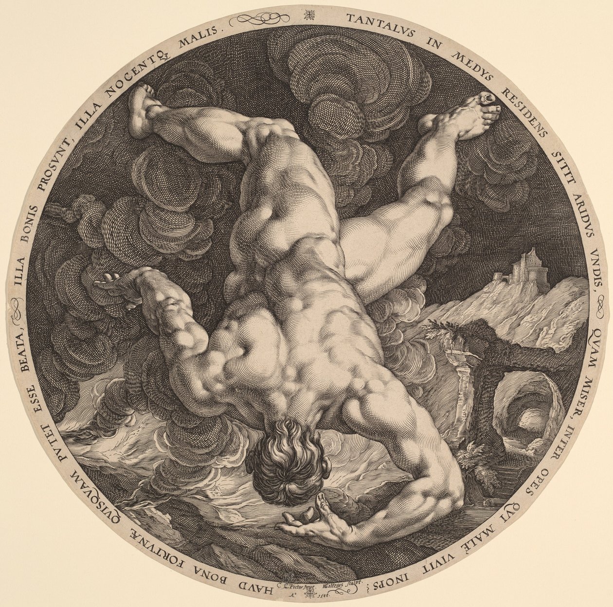 Tantalus av Hendrik Goltzius, after Cornelis Cornelisz van Haarlem