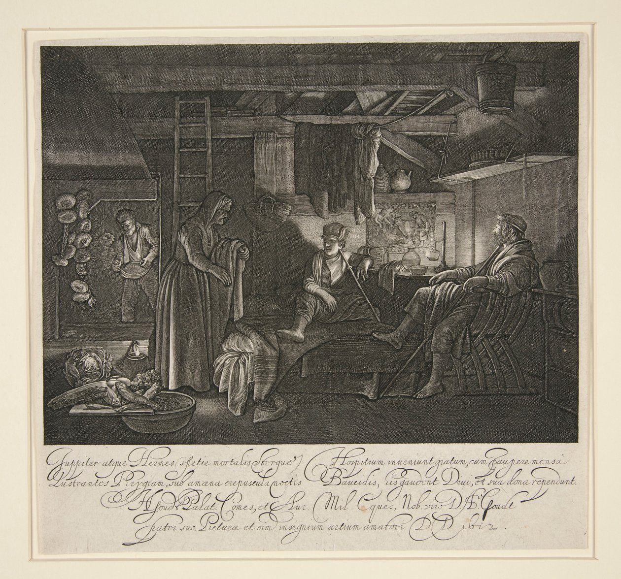Jupiter og Merkur i huset til Filemon og Baucis av Hendrik Goudt