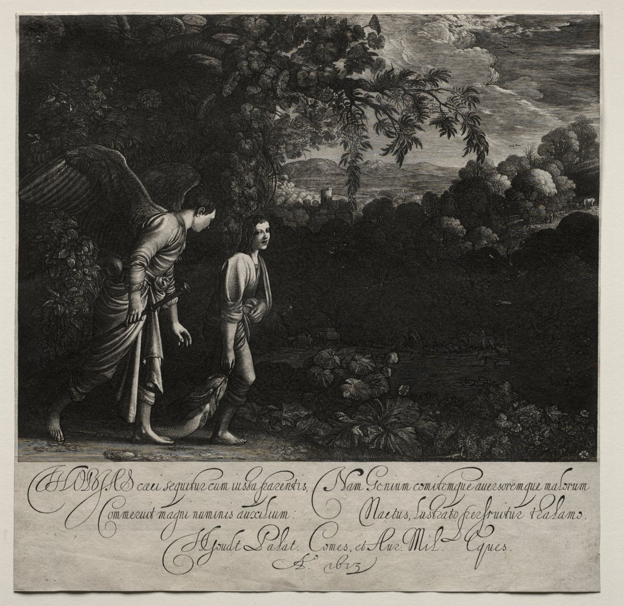 Tobias og engelen (stor tallerken) av Hendrik Goudt