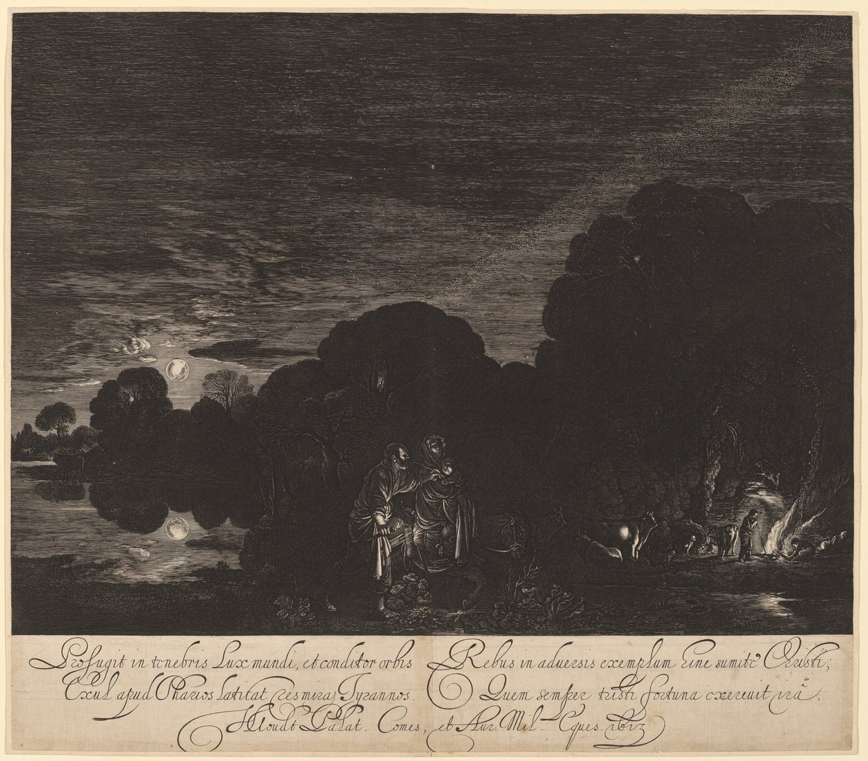 Flykten til Egypt av Hendrik Goudt after Adam Elsheimer