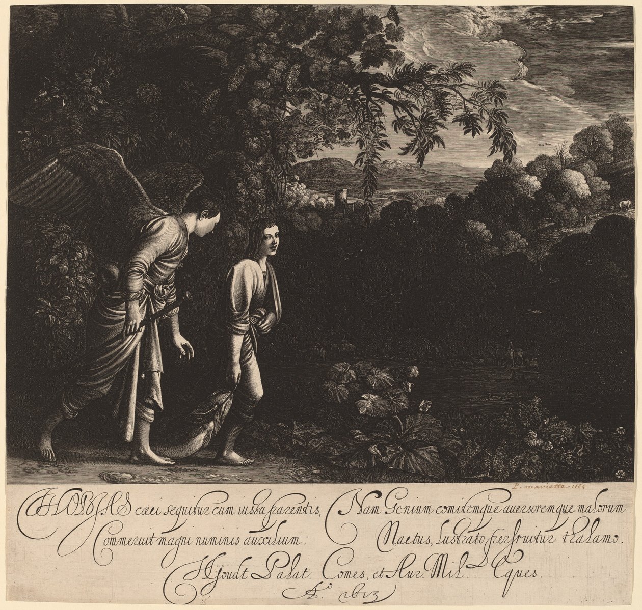 Tobias og engelen (Den store Tobias) av Hendrik Goudt after Adam Elsheimer