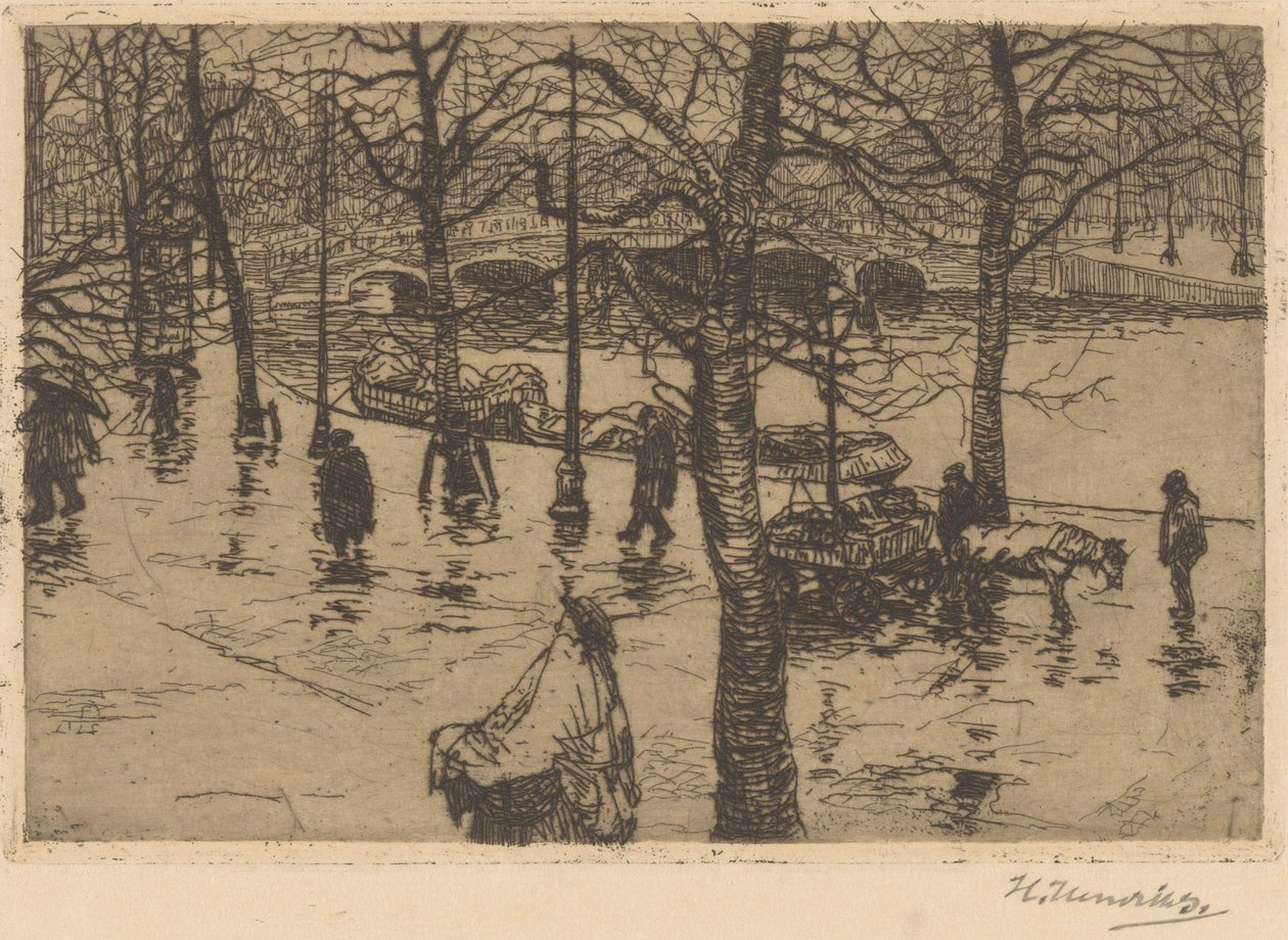 Kanal i regnvær av Hendrik Henrichs (signed by artist)