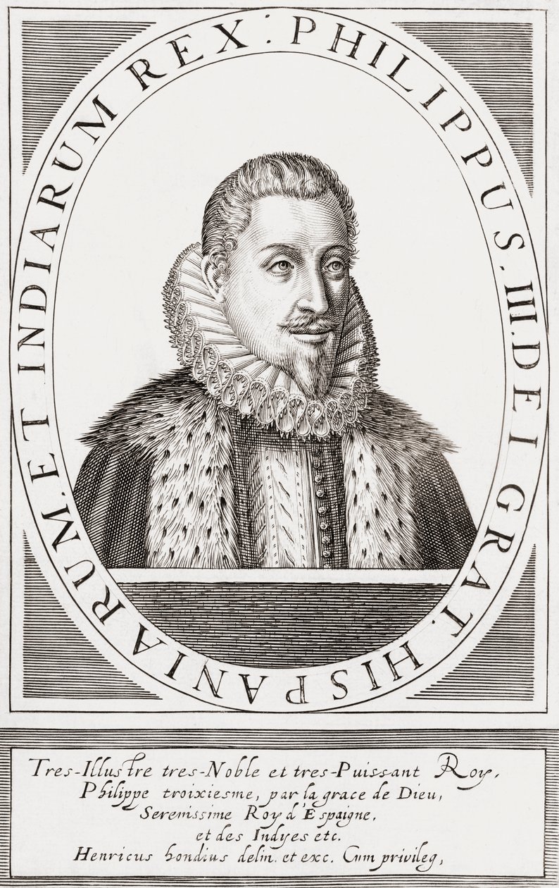 Kong Filip III av Spania og som Filip II, konge av Portugal, av Hendrik I (after) Hondius