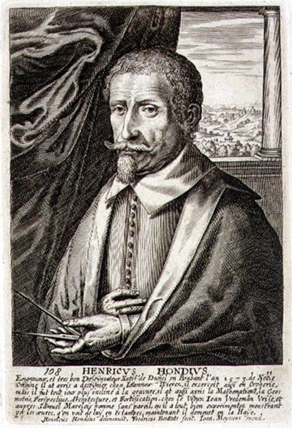 Selvportrett, plate 108 fra en serie portretter av kunstnere, gravert av Frederik Bouttats II (fl.1643-76) (gravering) av Hendrik I (after) Hondius