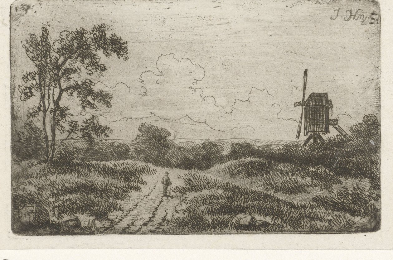 Figur på en vei nær en mølle av Hendrik Jan Hein