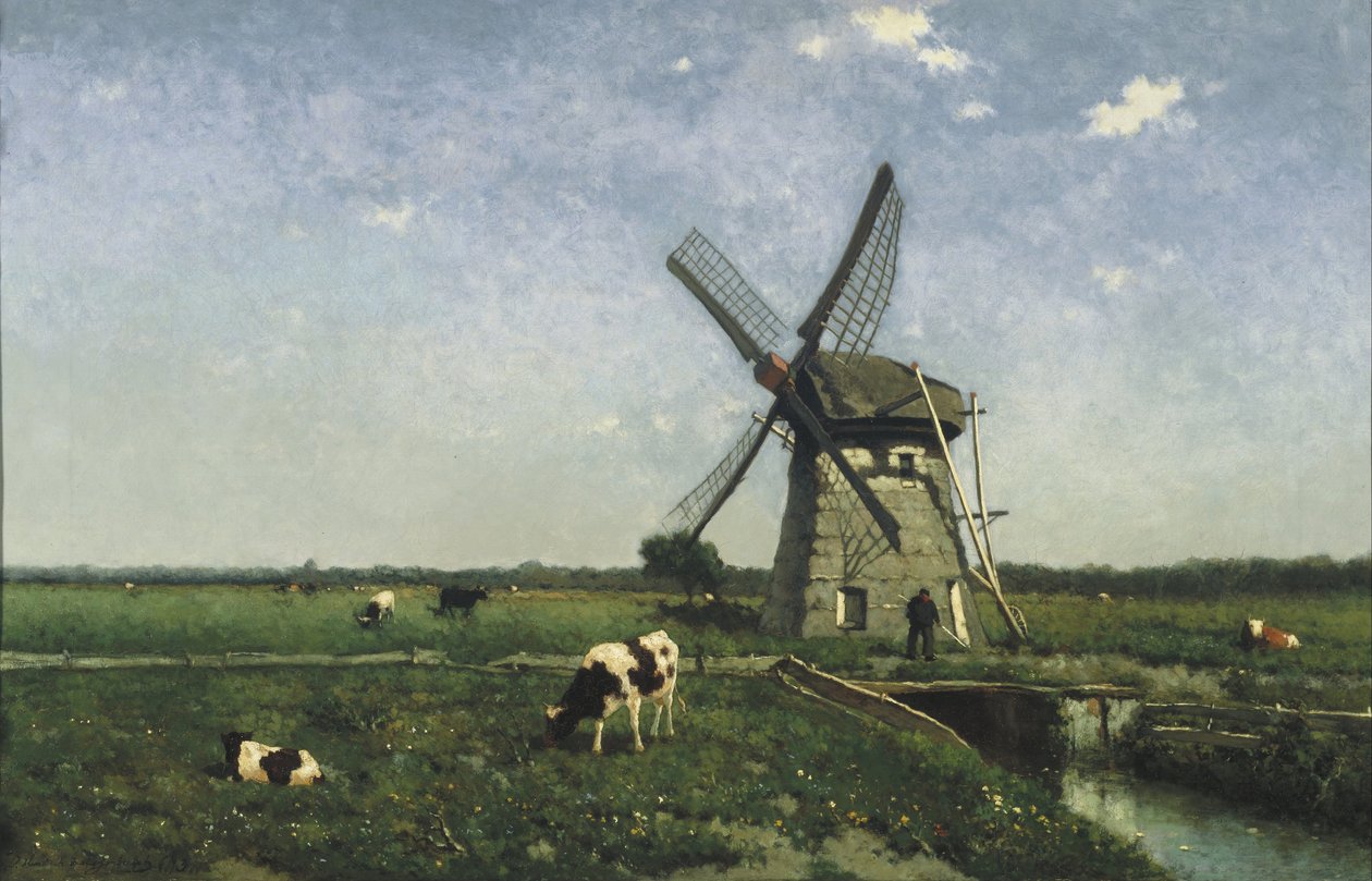 Landskap med vindmølle nær Schiedam, 1873 av Hendrik Johannes Weissenbruch