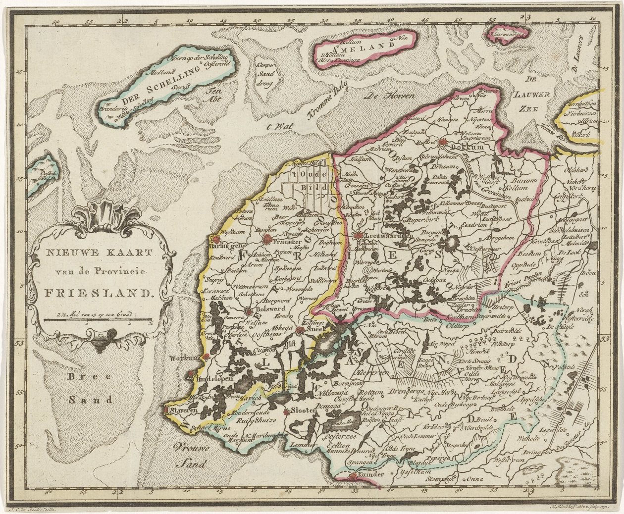 Kart over Friesland Nytt kart over provinsen Friesland (tittel på objekt) av Hendrik Kloekhoff