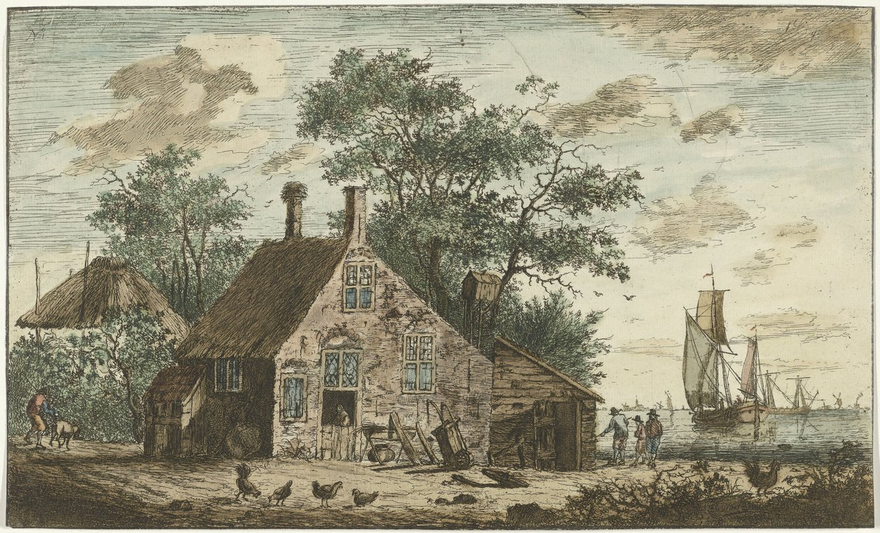 Gård ved en elv av Hendrik Kobell