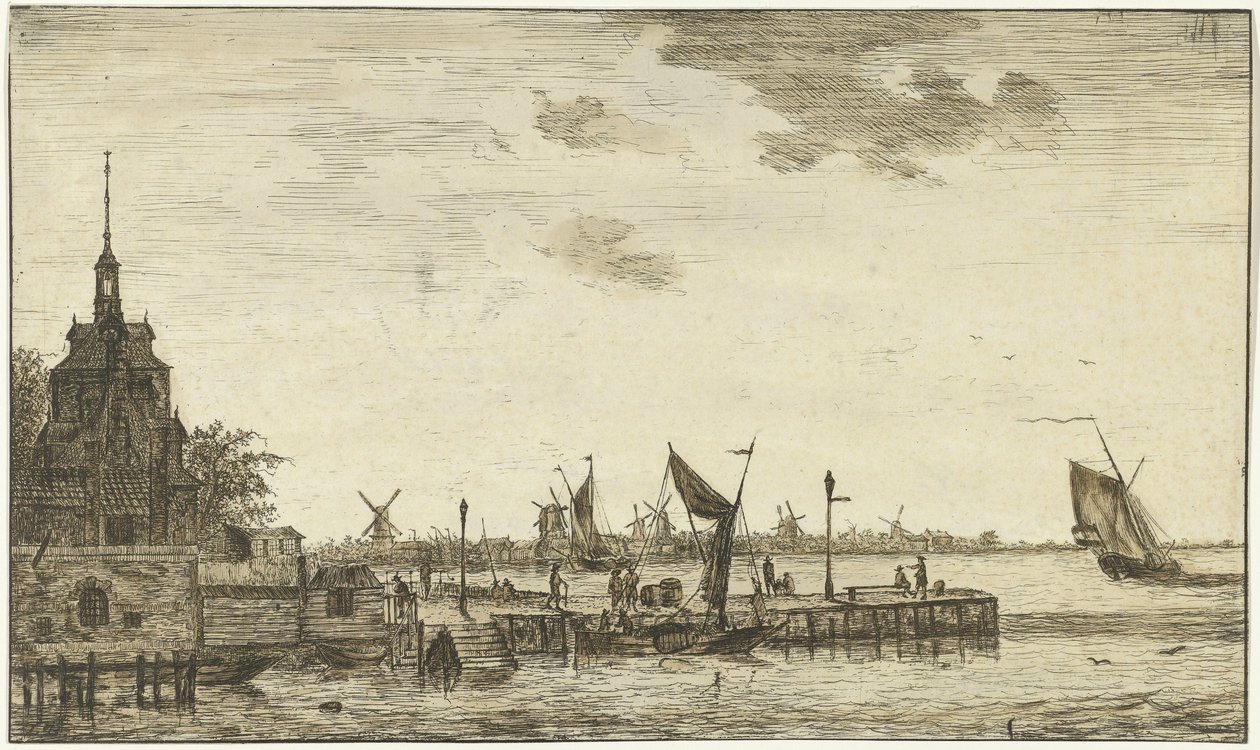 Havneutsikt over Oude Hooft i Rotterdam av Hendrik Kobell