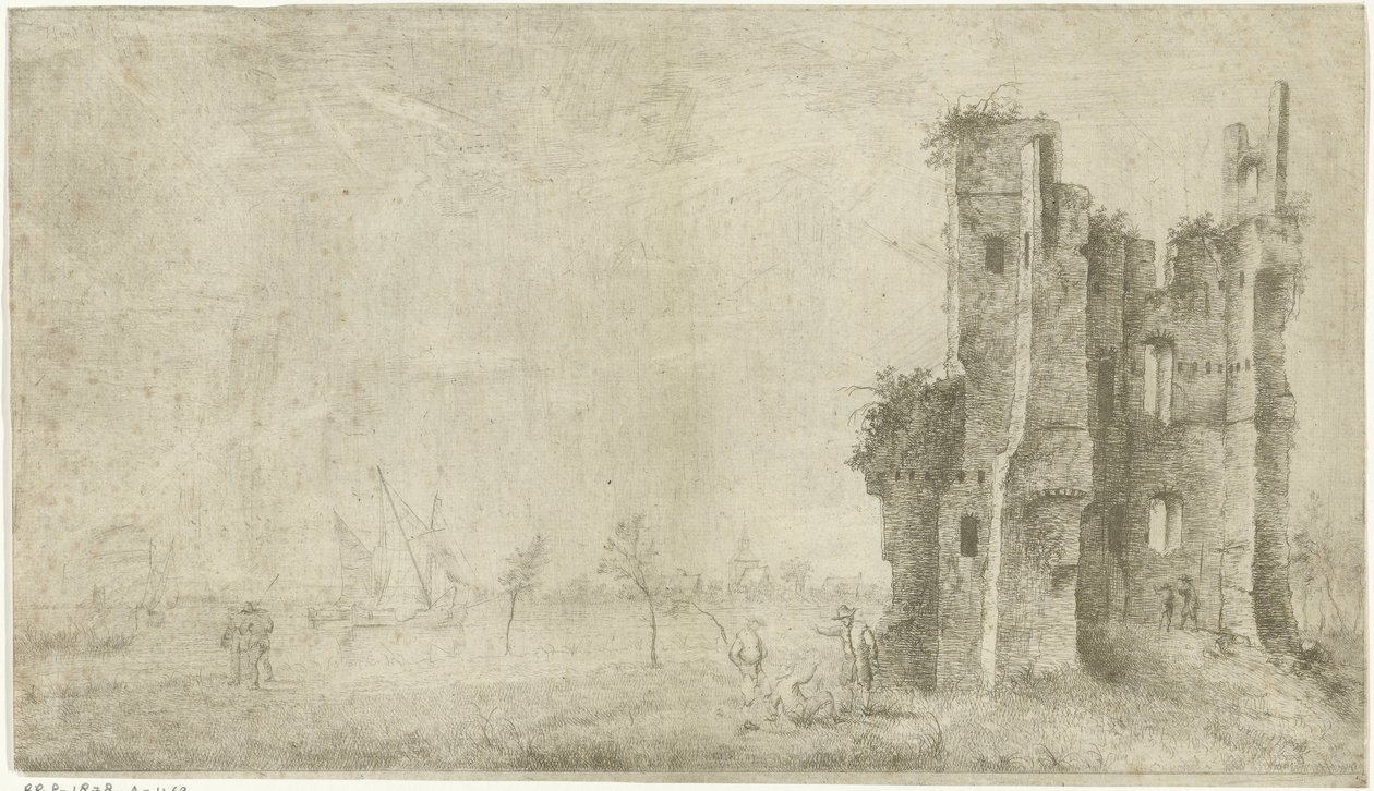 Ruinene av Huis te Merwede nær Dordrecht av Hendrik Kobell