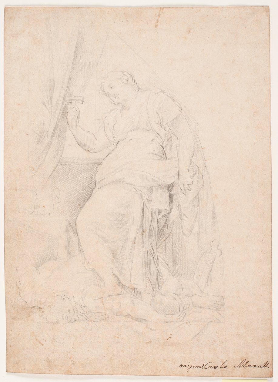 Jael dreper Sisera. Studie etter komposisjon av Carlo Maratti (Mezzetti, s. 345, nr. 150) av Hendrik Krock