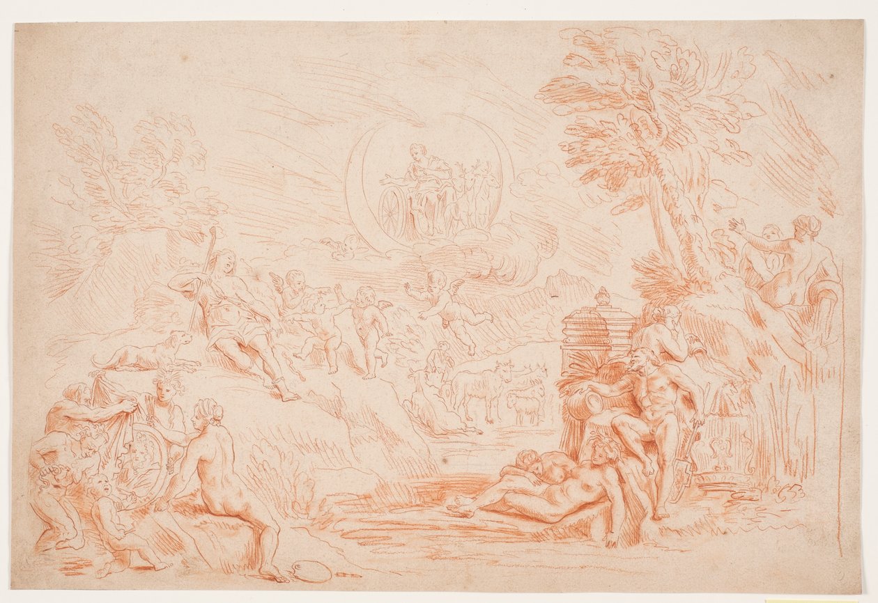 Landskap med allegoriske figurer av Hendrik Krock