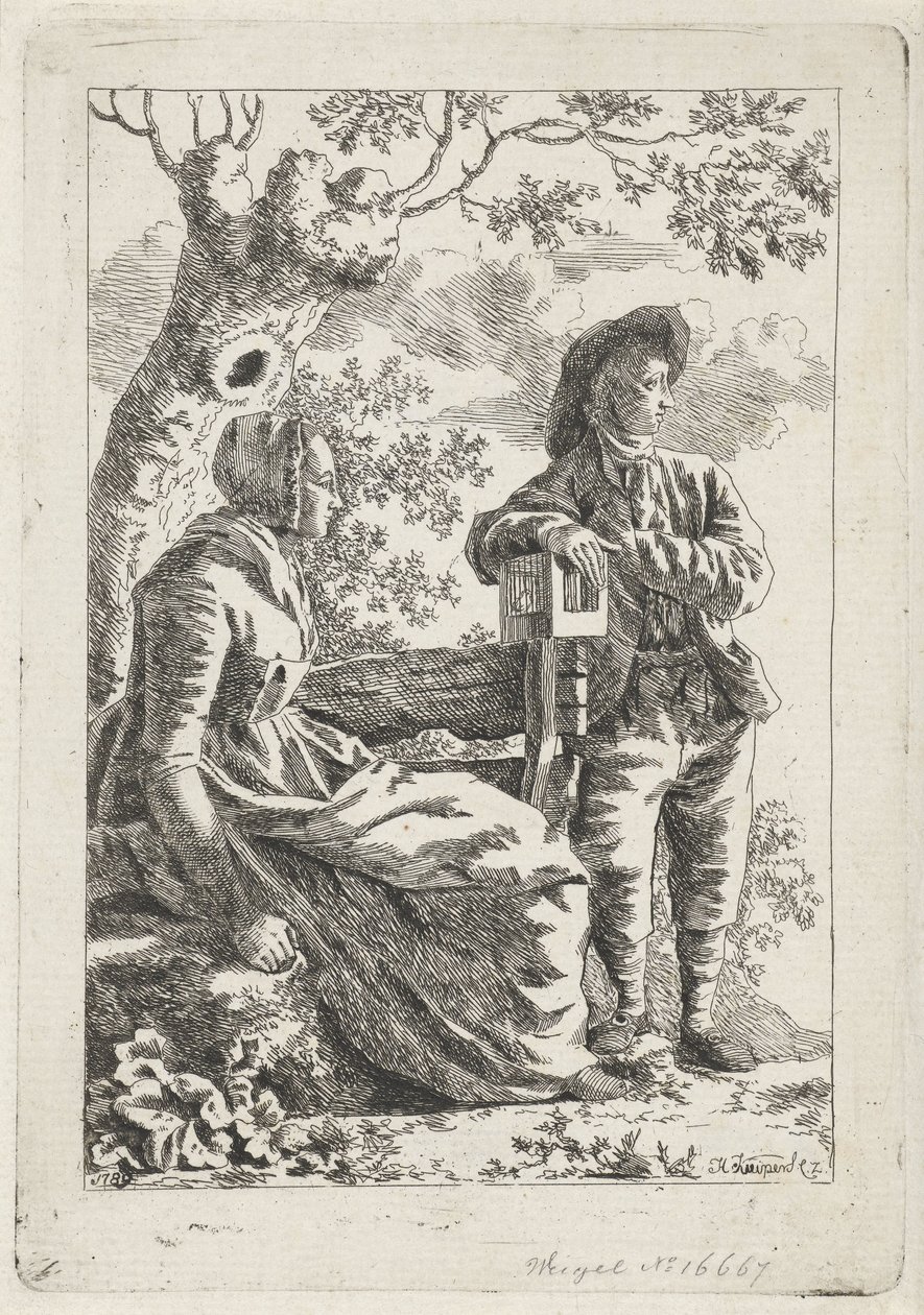 Mann og kvinne ved et tre av Hendrik Kuipers