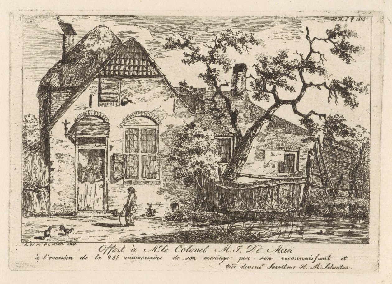 Gutt med bøyle på en gård av Hendrik Marcus Schouten