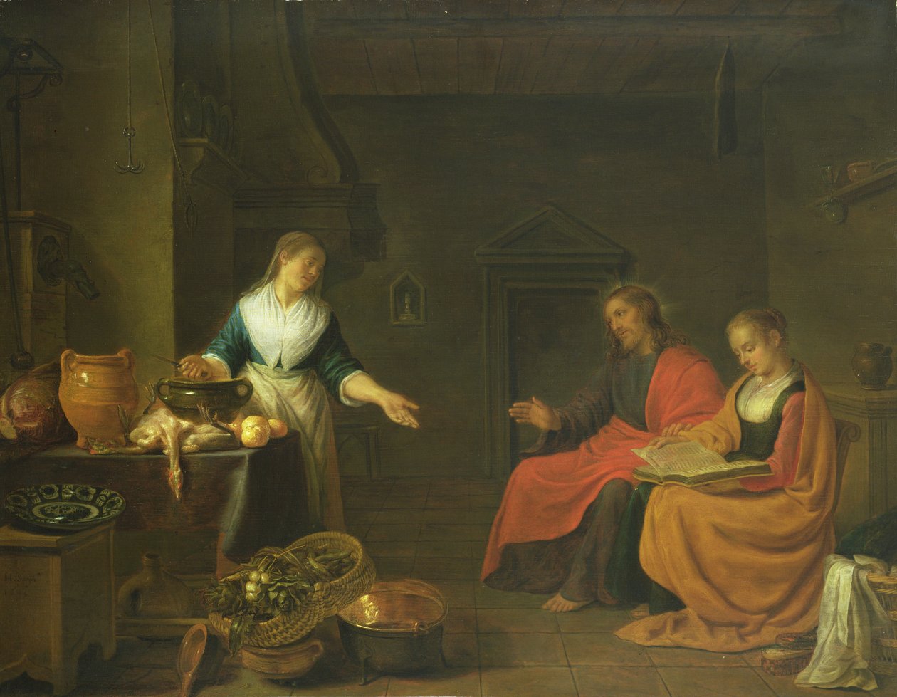 Kristus i huset til Marta og Maria, 1645 av Hendrik Martensz Sorgh