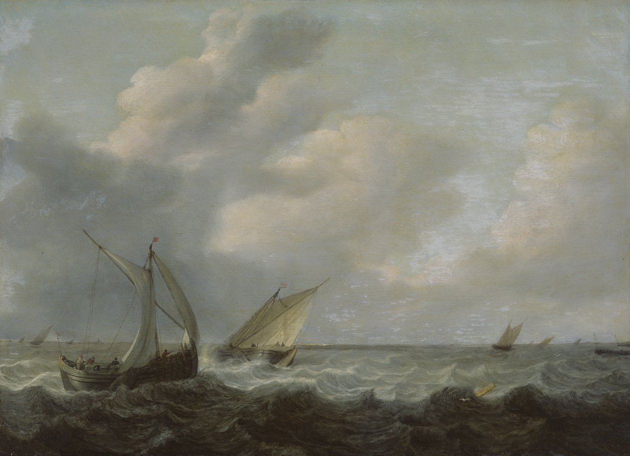Fiskebåter i et hakkete hav av Hendrik Martensz Sorgh