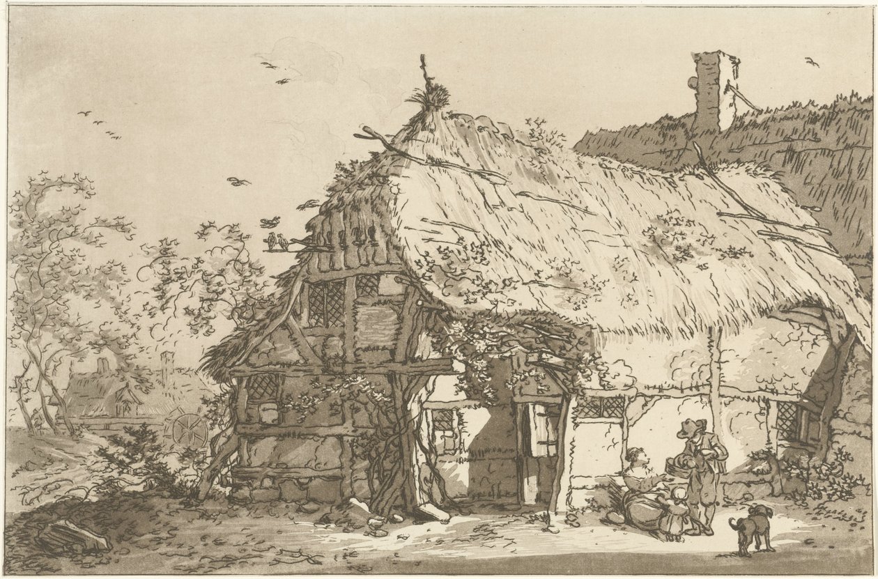 Gård med familie på tunet Tolv design beregnet for bruk av de som lærer å tegne landskap (serietittel) av Hendrik Meijer