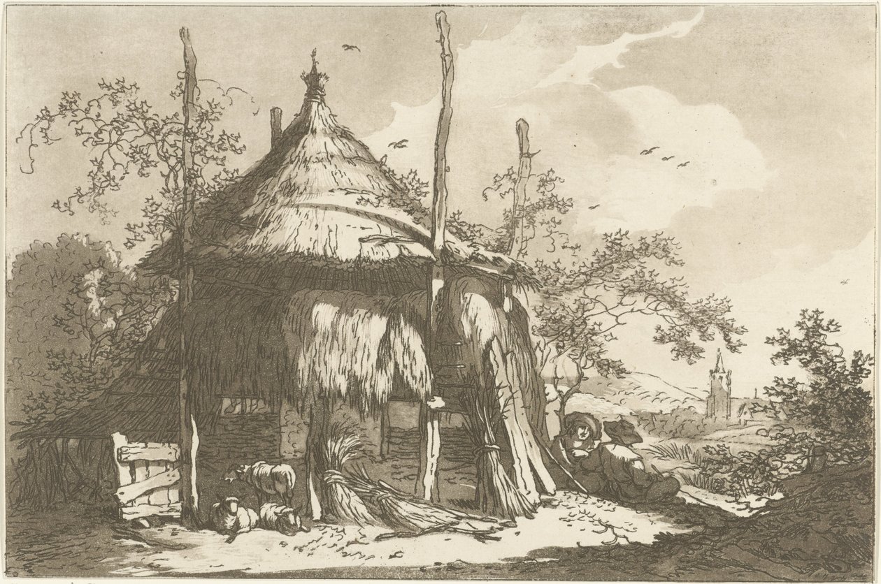 Herders ved en hooiberg Tolv design beregnet for bruk av de som lærer å tegne landskap (serietittel) av Hendrik Meijer