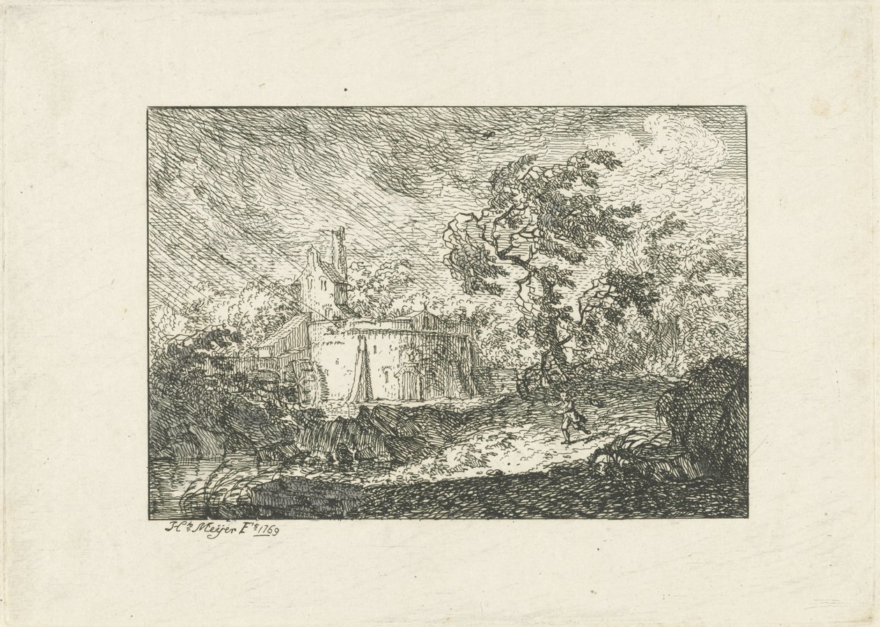 Landskap i regn og storm av Hendrik Meijer