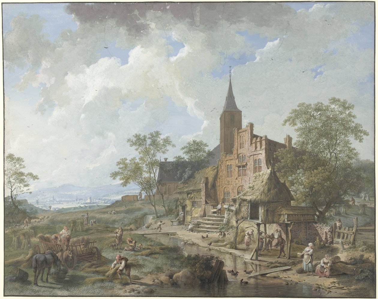 Høst i en landsby i et kupert landskap av Hendrik Meijer