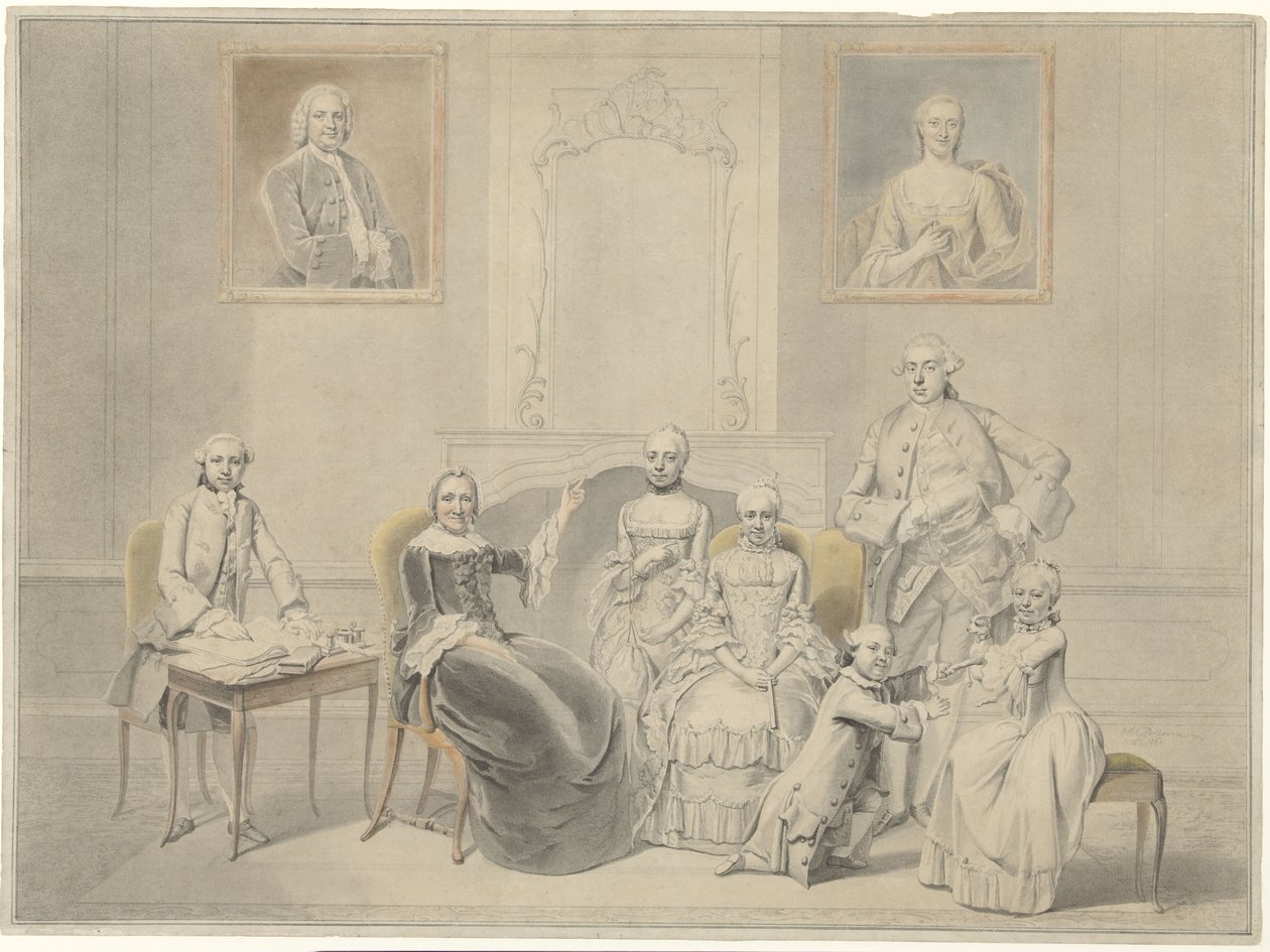 Barna til Pieter Cornelis Hasselaer og Clara Wendela Sautijn, hvis portretter henger på veggen, med deres bestemor Wendela Eleonora Reael av Hendrik Pothoven