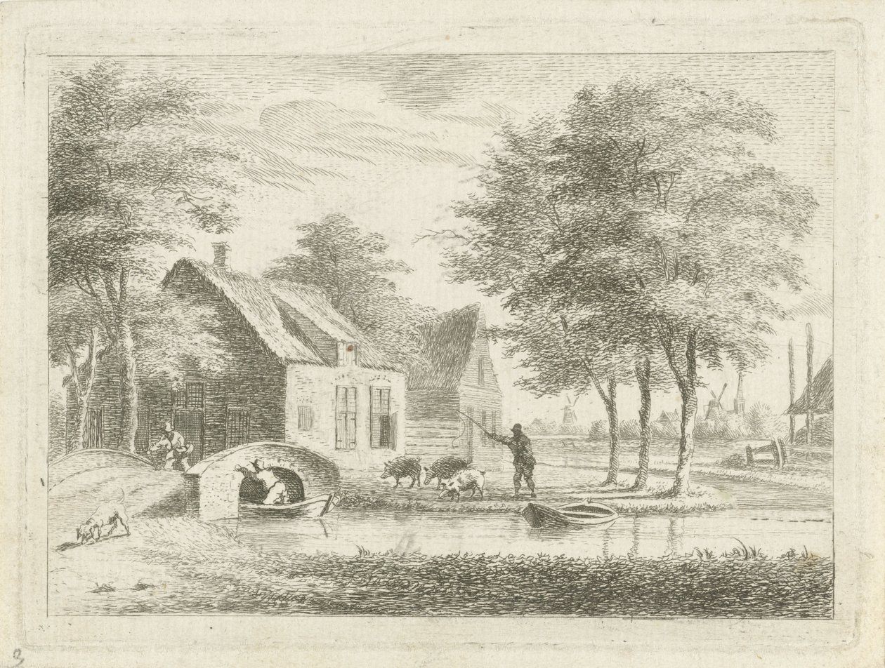 Landskap med steinbro av Hendrik Roosing