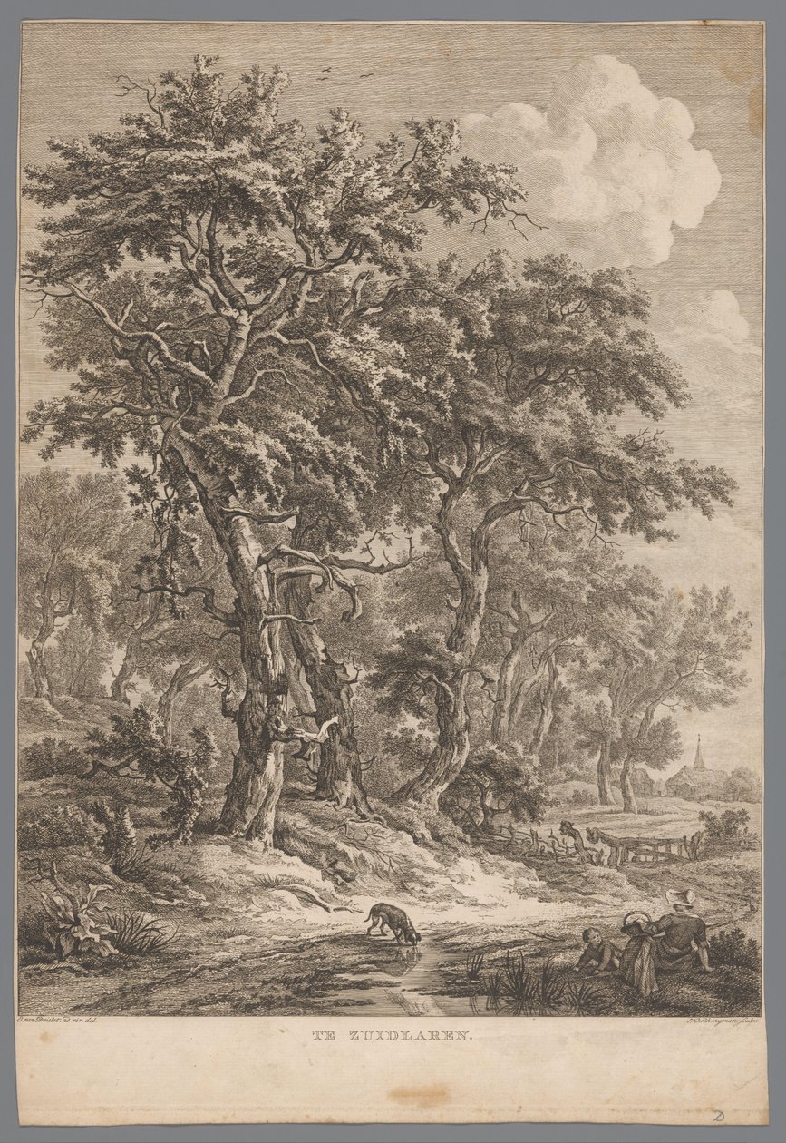 Landskap ved Zuidlaren I Zuidlaren (tittel på objekt) Ni ansikter i Drenthe (serietittel) IX Ansikter i og nær Drenthes landskap (serietittel) av Hendrik Schwegman