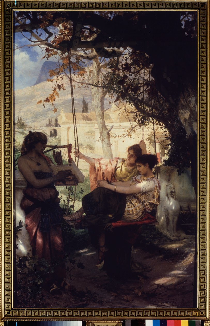 Sangen til en ung slave. Maleri av Henryk Siemiradzki (1843-1902), olje på lerret av Henryk Siemiradzki