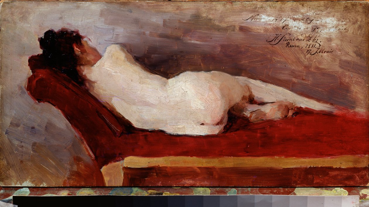 En modell i ro. Maleri av Henryk Siemiradzki (1843-1902), olje på lerret av Henryk Siemiradzki