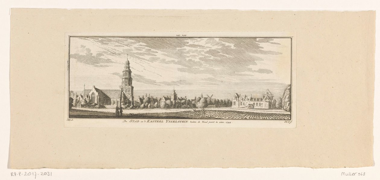 Utsikt over IJsselstein, 1774 Byen og slottet Ysselstein, sett utenfor Yssel-porten. 1744 (tittel på objekt) av Hendrik Spilman